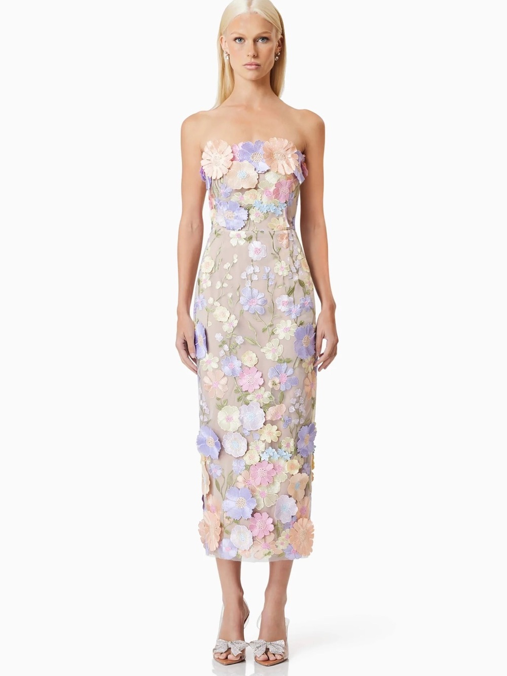 Elliatt Helena Strapless Midi Dress In Purple